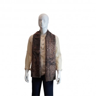 Khăn đũi dài tơ tằm Song long chầu nhật nâu gỗ  45*180 cm